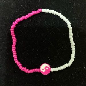 Large stretchy pink yin yang bracelet
